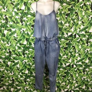 Just Fab Chambray Washed Out Jumpsuit